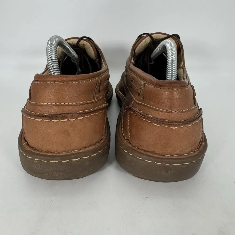 Hunter's Bay Leather Deck Shoe Men's 10.5 Brown Lace up Slip Resistant Boat Shoe